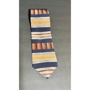 Conte di Milano Tie 100% Silk Multicolor Striped Made in USA Vintage Necktie